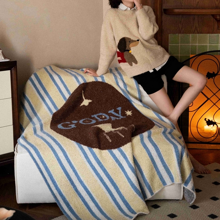 91家纺网 家纺一手货源 找家纺 圆岛家纺 2025新款高品质多功能针织半边绒毛毯毛毯毯子 好梦椅