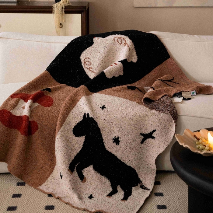 91家纺网 家纺一手货源 找家纺 圆岛家纺 2025新款高品质多功能针织半边绒毛毯毛毯毯子 麻古音盒