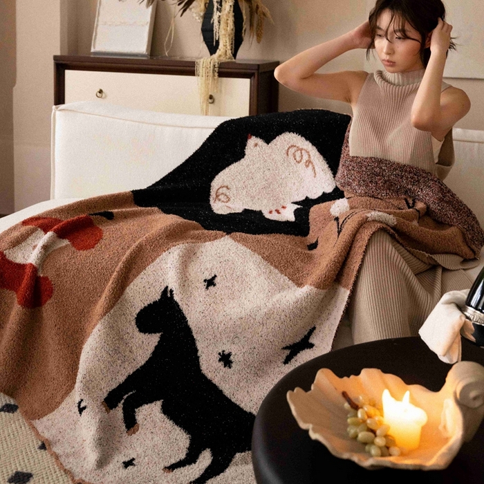 91家纺网 家纺一手货源 找家纺 圆岛家纺 2025新款高品质多功能针织半边绒毛毯毛毯毯子 麻古音盒