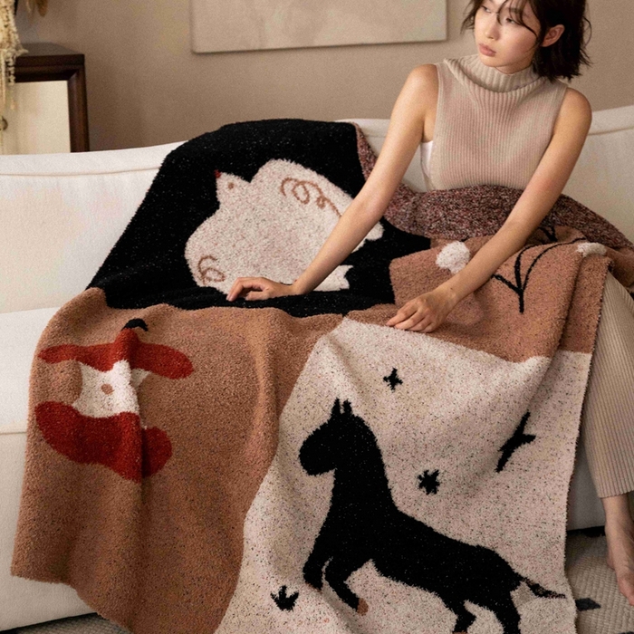 91家纺网 家纺一手货源 找家纺 圆岛家纺 2025新款高品质多功能针织半边绒毛毯毛毯毯子 麻古音盒