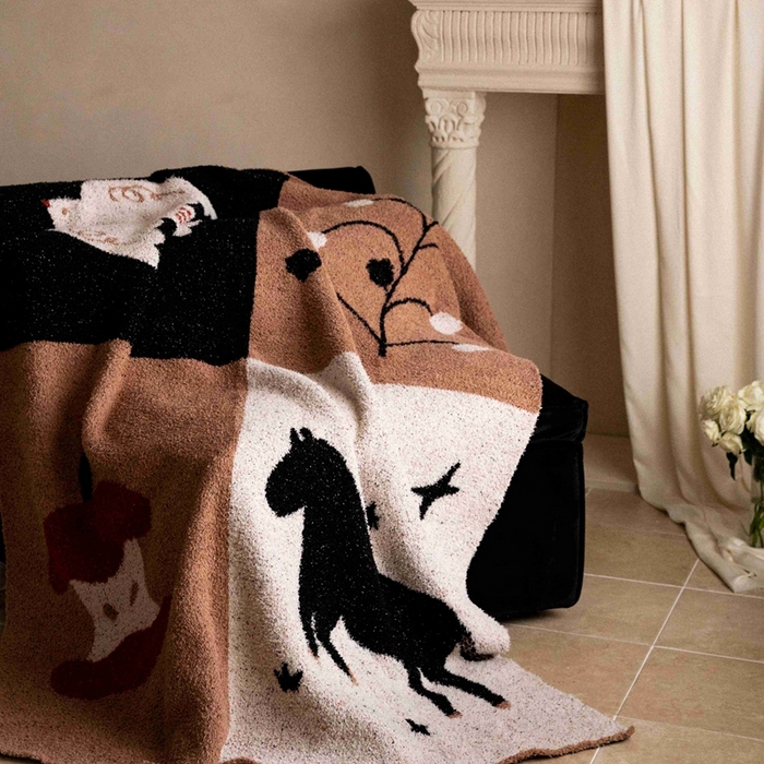 91家纺网 家纺一手货源 找家纺 圆岛家纺 2025新款高品质多功能针织半边绒毛毯毛毯毯子 麻古音盒