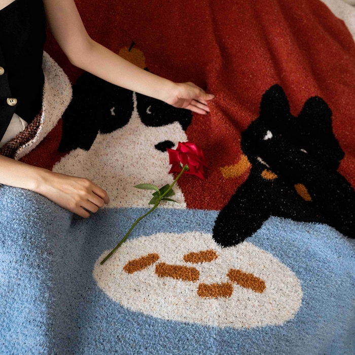 91家纺网 家纺一手货源 找家纺 圆岛家纺 2025新款高品质多功能针织半边绒毛毯毛毯毯子 午餐犬