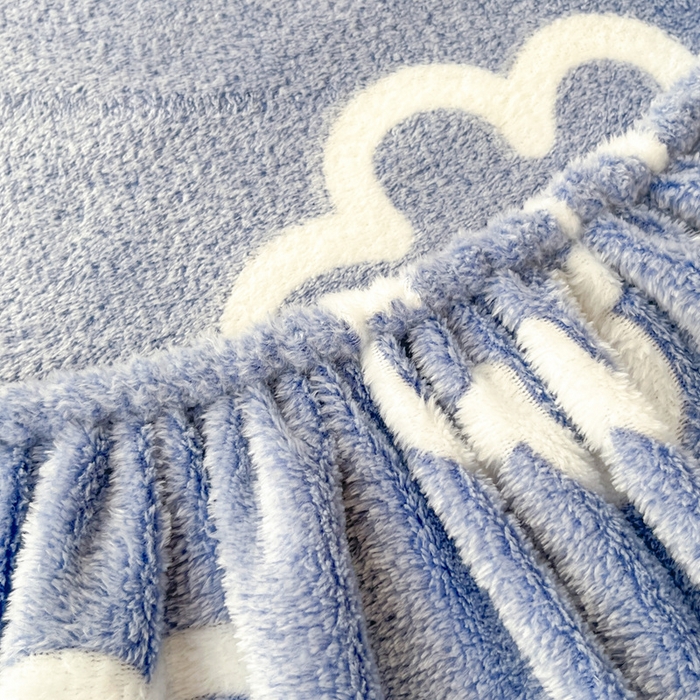 91家纺网 家纺一手货源 找家纺 川悦生活 2025新款高克重雪花绒卡通印花加厚保暖大床单床笠 床笠奶味云朵