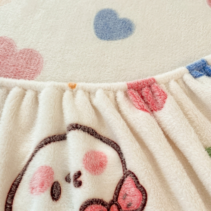 91家纺网 家纺一手货源 找家纺 川悦生活 2025新款高克重雪花绒卡通印花加厚保暖大床单床笠 床笠泡芙小兔