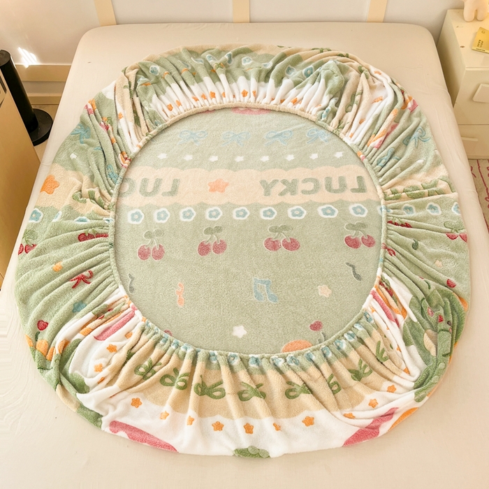 91家纺网 家纺一手货源 找家纺 川悦生活 2025新款高克重雪花绒卡通印花加厚保暖大床单床笠 床笠甜系龙龙