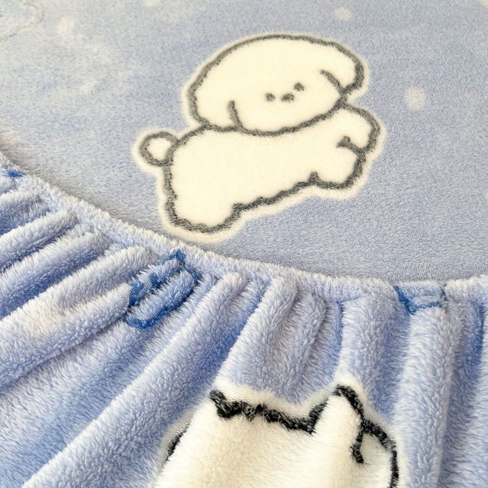 91家纺网 家纺一手货源 找家纺 川悦生活 2025新款高克重雪花绒卡通印花加厚保暖大床单床笠 床笠云朵奶狗