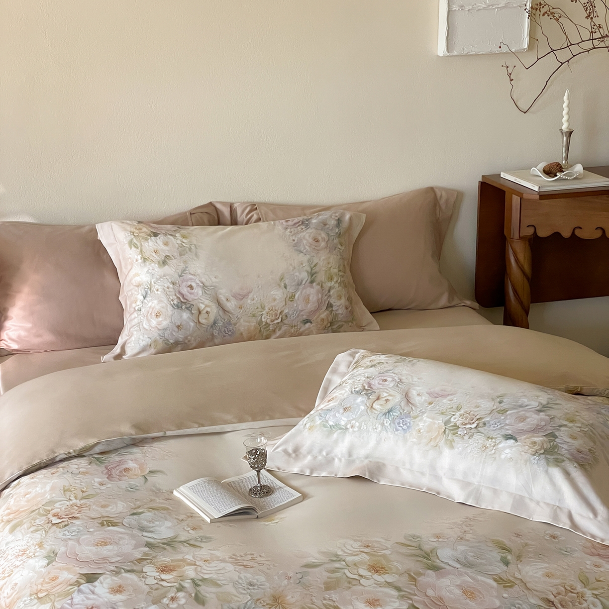 91家纺网 家纺一手货源 找家纺 禾时 2025新款天丝棉磨毛数码印花四件套 春不晚-绿