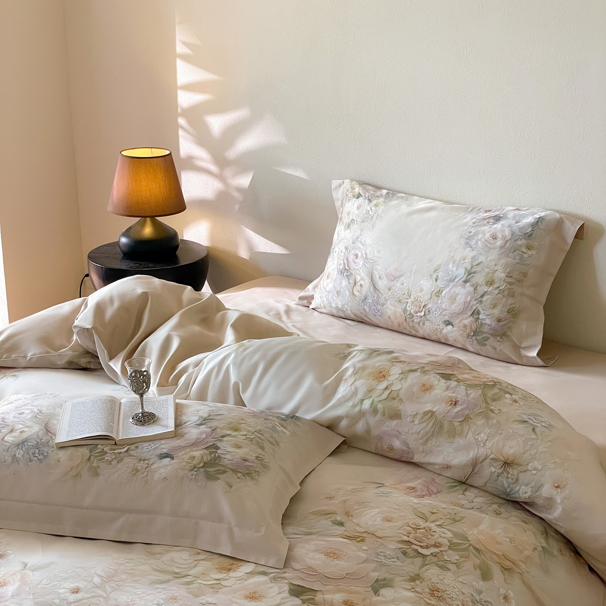 91家纺网 家纺一手货源 找家纺 禾时 2025新款天丝棉磨毛数码印花四件套 春不晚-绿