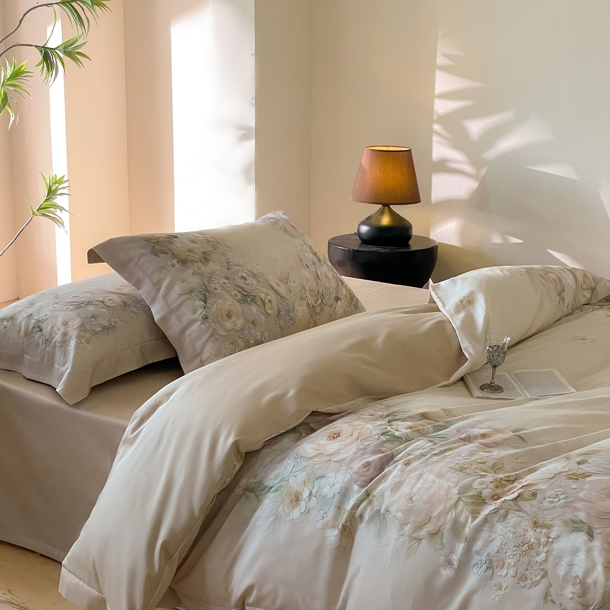 91家纺网 家纺一手货源 找家纺 禾时 2025新款天丝棉磨毛数码印花四件套 春不晚-绿