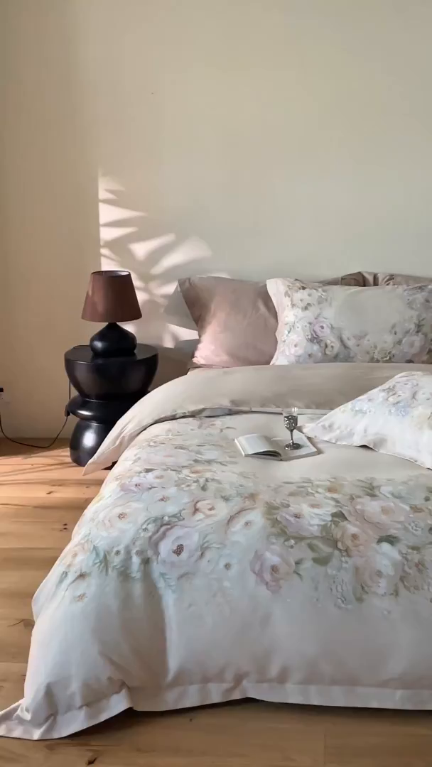 91家纺网 家纺一手货源 找家纺 禾时 2025新款天丝棉磨毛数码印花四件套 春不晚-绿