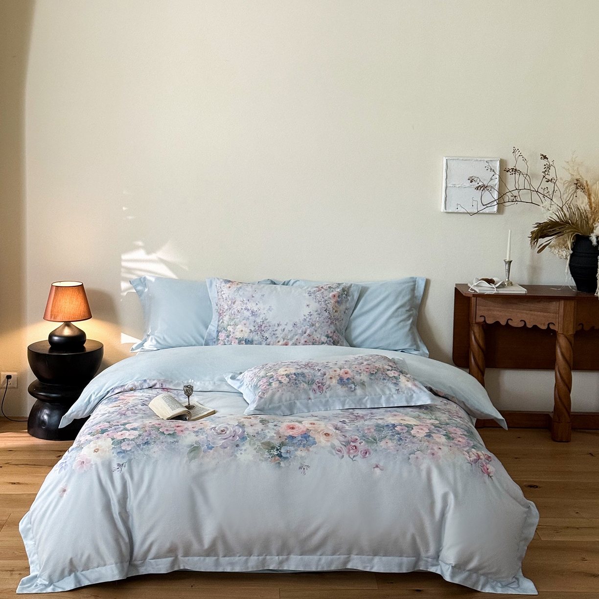 禾时 2025新款天丝棉磨毛数码印花四件套 梦境-蓝