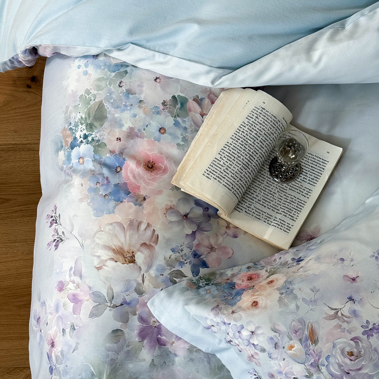 91家纺网 家纺一手货源 找家纺 禾时 2025新款天丝棉磨毛数码印花四件套 梦境-蓝