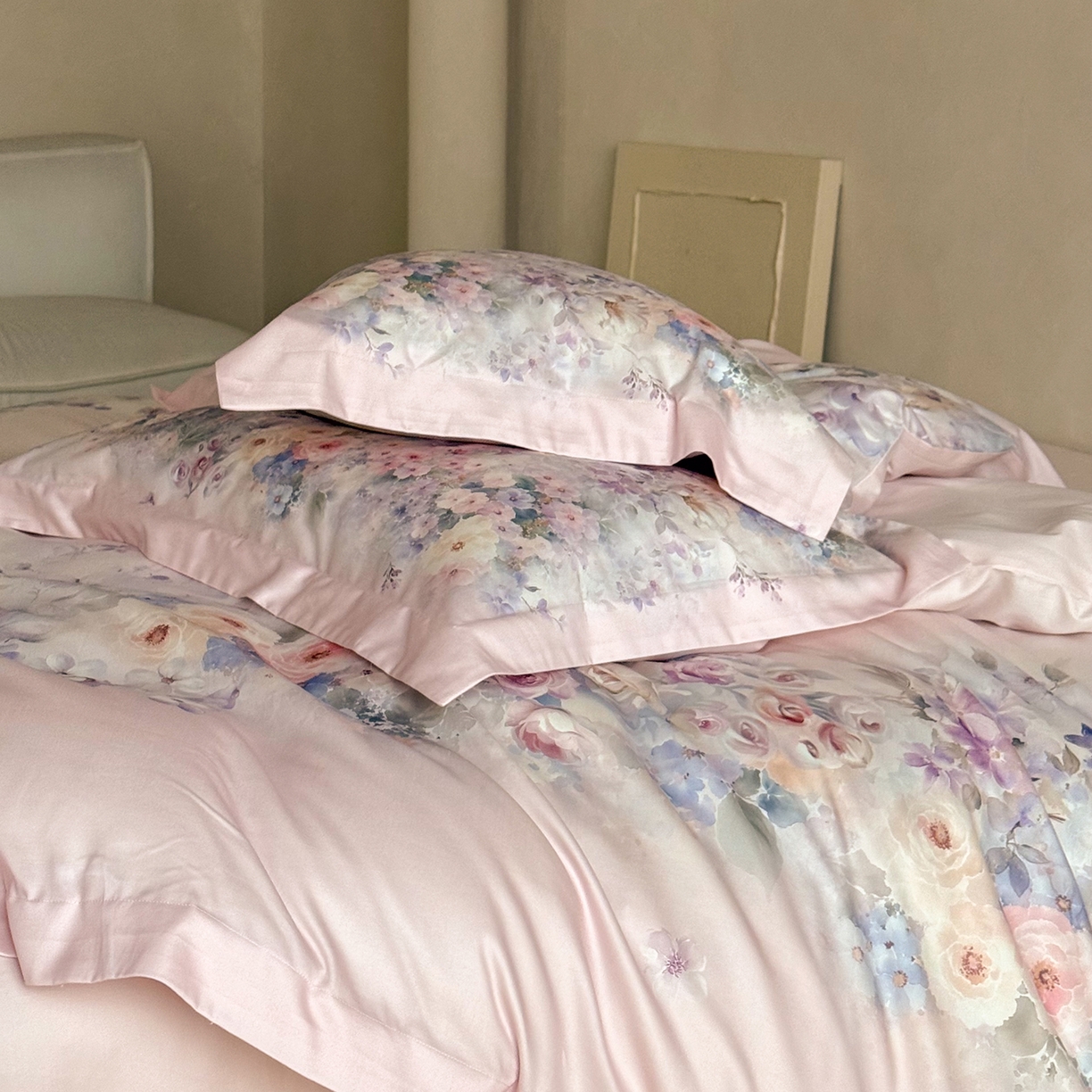 91家纺网 家纺一手货源 找家纺 禾时 2025新款天丝棉磨毛数码印花四件套 梦境-紫