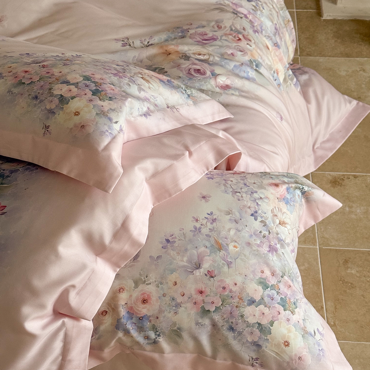 91家纺网 家纺一手货源 找家纺 禾时 2025新款天丝棉磨毛数码印花四件套 梦境-紫