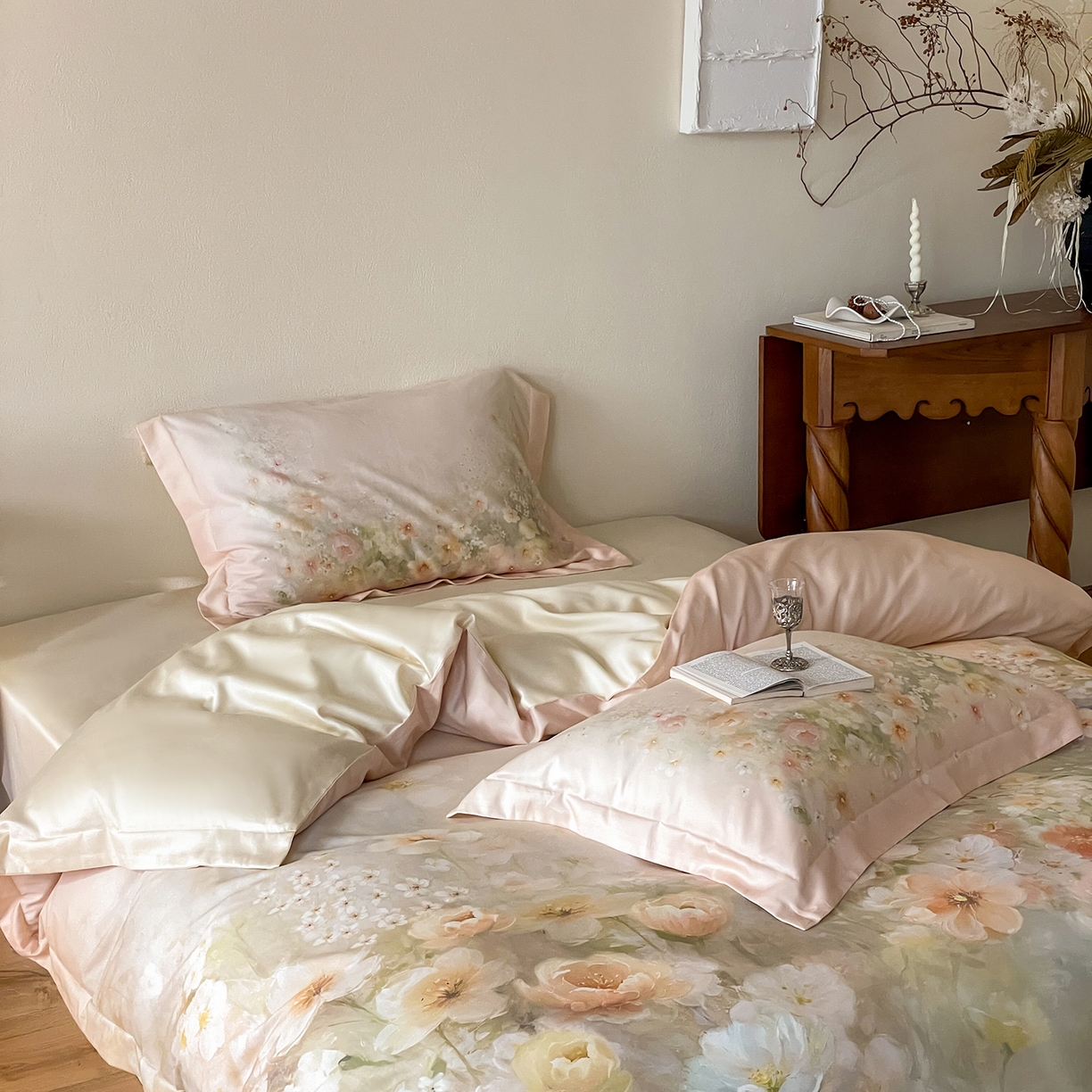 91家纺网 家纺一手货源 找家纺 禾时 2025新款天丝棉磨毛数码印花四件套 清浅-黄