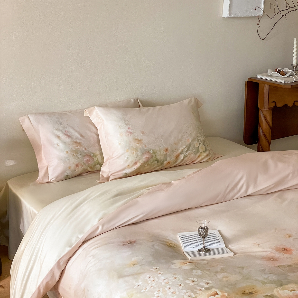 91家纺网 家纺一手货源 找家纺 禾时 2025新款天丝棉磨毛数码印花四件套 清浅-黄