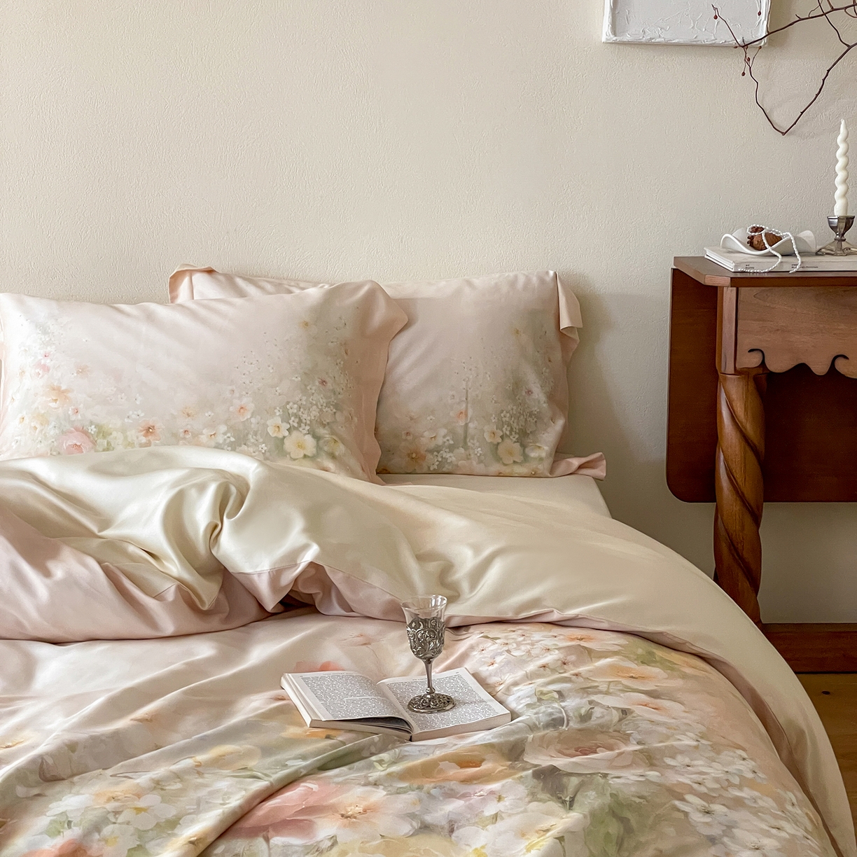 91家纺网 家纺一手货源 找家纺 禾时 2025新款天丝棉磨毛数码印花四件套 清浅-黄