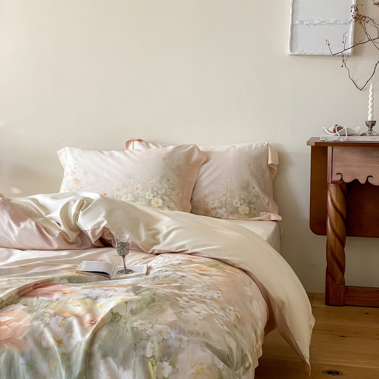 91家纺网 家纺一手货源 找家纺 禾时 2025新款天丝棉磨毛数码印花四件套 清浅-黄