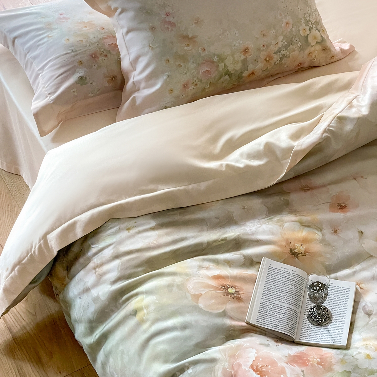 91家纺网 家纺一手货源 找家纺 禾时 2025新款天丝棉磨毛数码印花四件套 清浅-黄