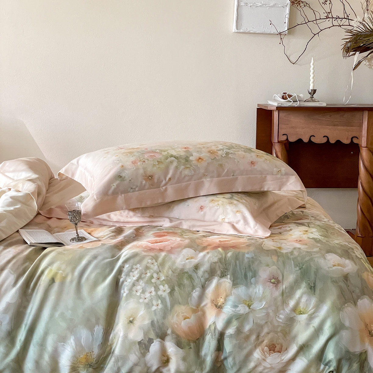 91家纺网 家纺一手货源 找家纺 禾时 2025新款天丝棉磨毛数码印花四件套 清浅-黄