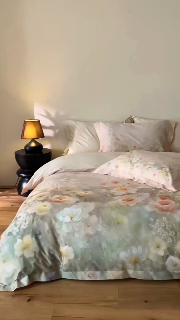 91家纺网 家纺一手货源 找家纺 禾时 2025新款天丝棉磨毛数码印花四件套 清浅-黄