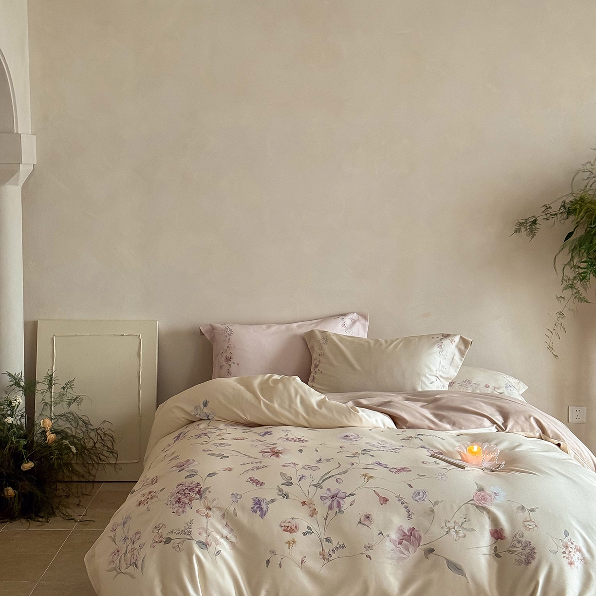 91家纺网 家纺一手货源 找家纺 禾时 2025新款天丝棉磨毛数码印花四件套 拾光里-黄