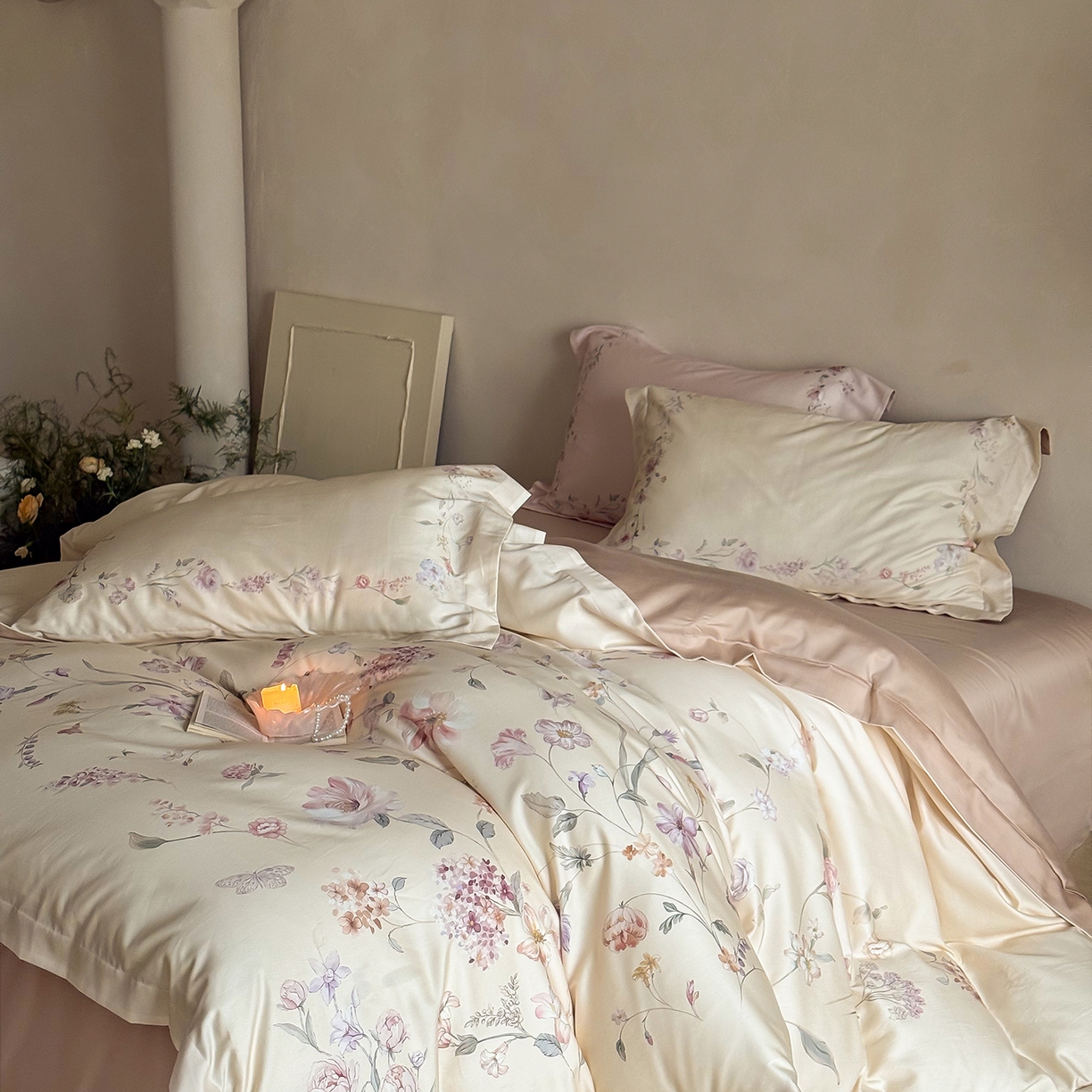 91家纺网 家纺一手货源 找家纺 禾时 2025新款天丝棉磨毛数码印花四件套 拾光里-黄