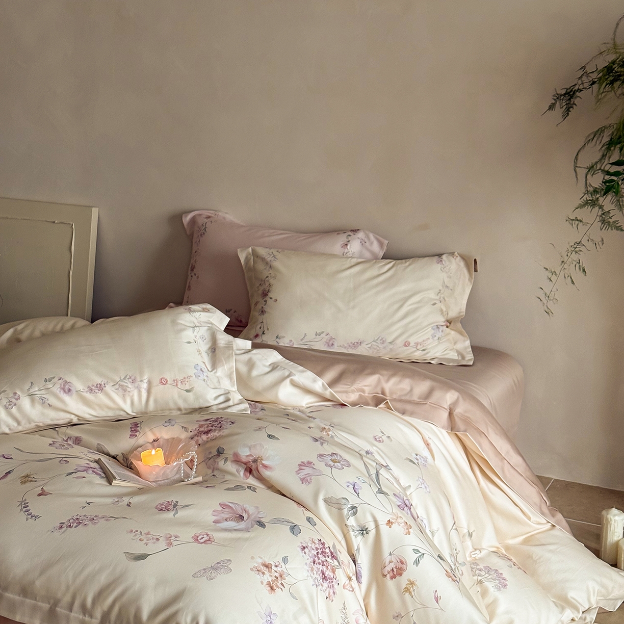 91家纺网 家纺一手货源 找家纺 禾时 2025新款天丝棉磨毛数码印花四件套 拾光里-黄