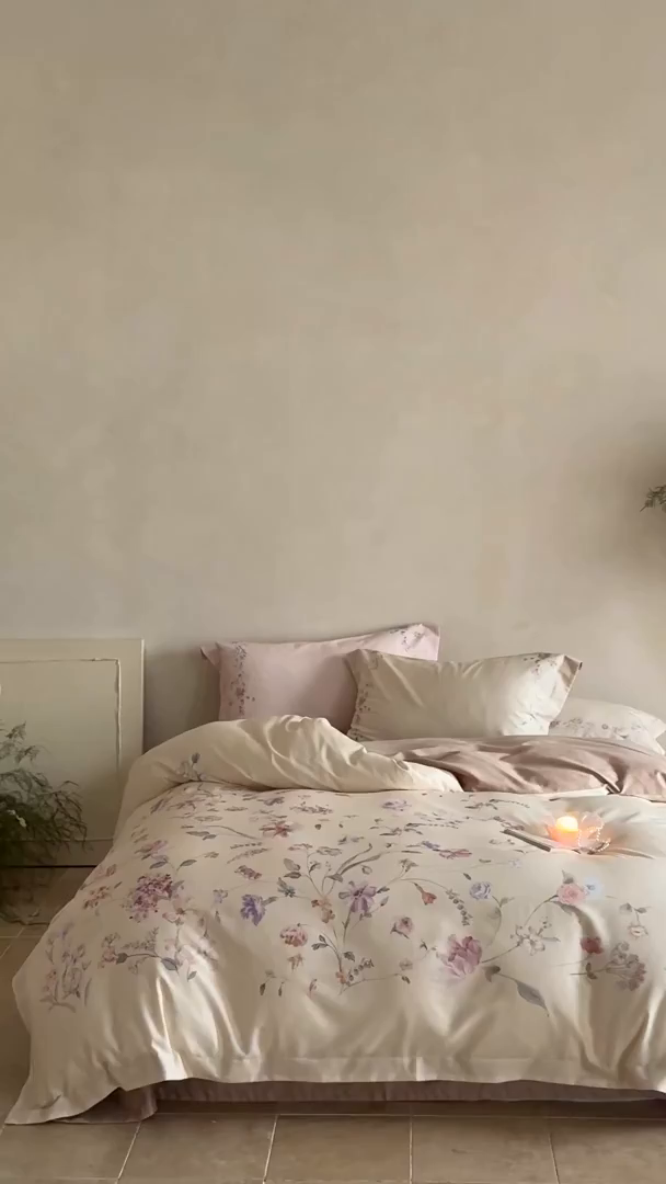 91家纺网 家纺一手货源 找家纺 禾时 2025新款天丝棉磨毛数码印花四件套 拾光里-黄