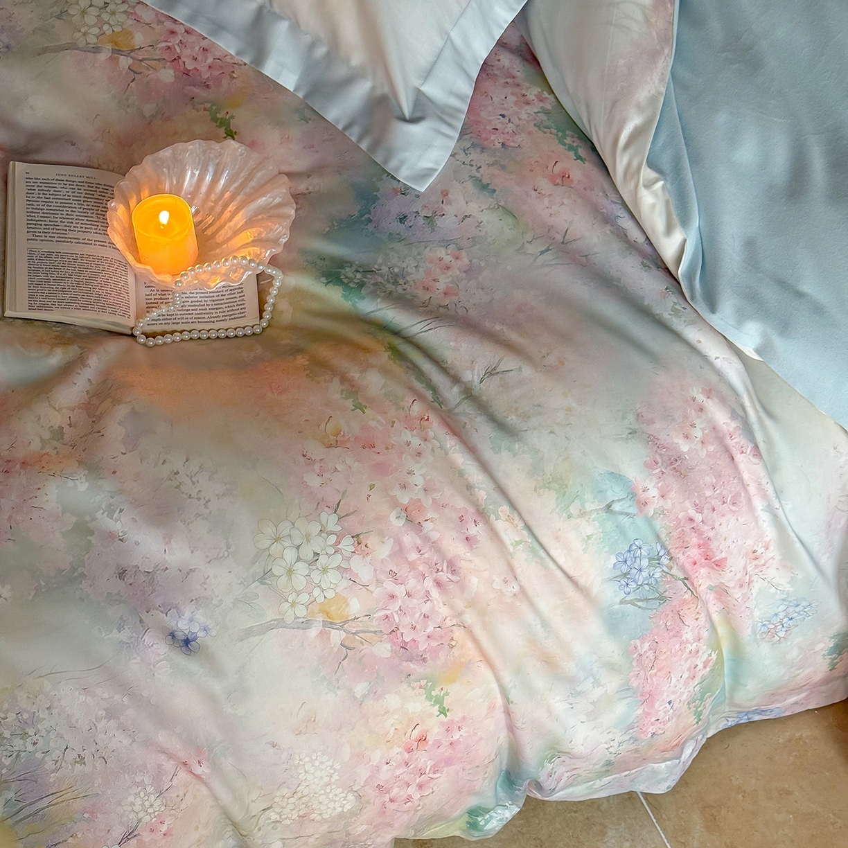 91家纺网 家纺一手货源 找家纺 禾时 2025新款天丝棉磨毛数码印花四件套 桃喜-粉