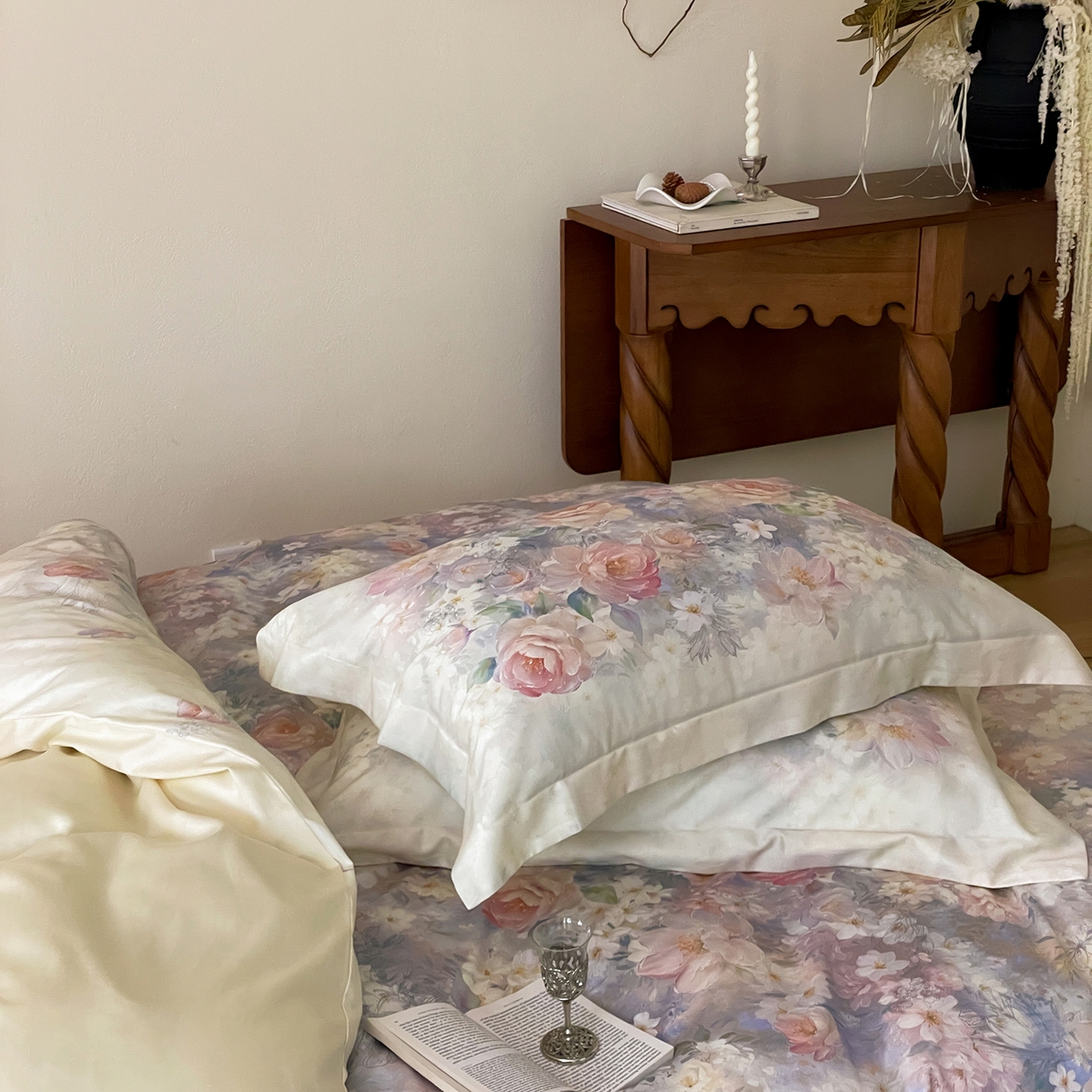 91家纺网 家纺一手货源 找家纺 禾时 2025新款天丝棉磨毛数码印花四件套 雾熙-蓝