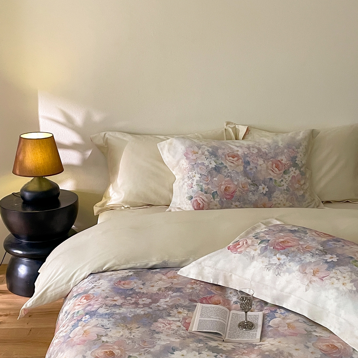 91家纺网 家纺一手货源 找家纺 禾时 2025新款天丝棉磨毛数码印花四件套 雾熙-蓝