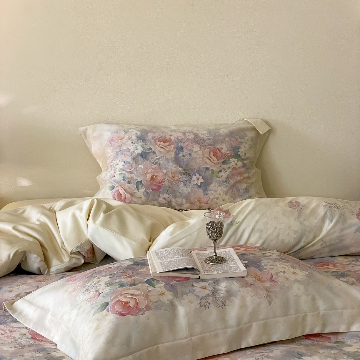 91家纺网 家纺一手货源 找家纺 禾时 2025新款天丝棉磨毛数码印花四件套 雾熙-蓝