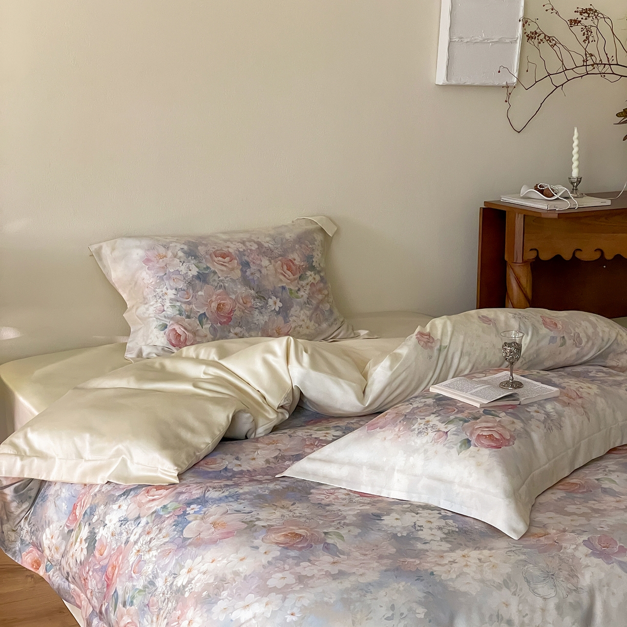 91家纺网 家纺一手货源 找家纺 禾时 2025新款天丝棉磨毛数码印花四件套 雾熙-蓝