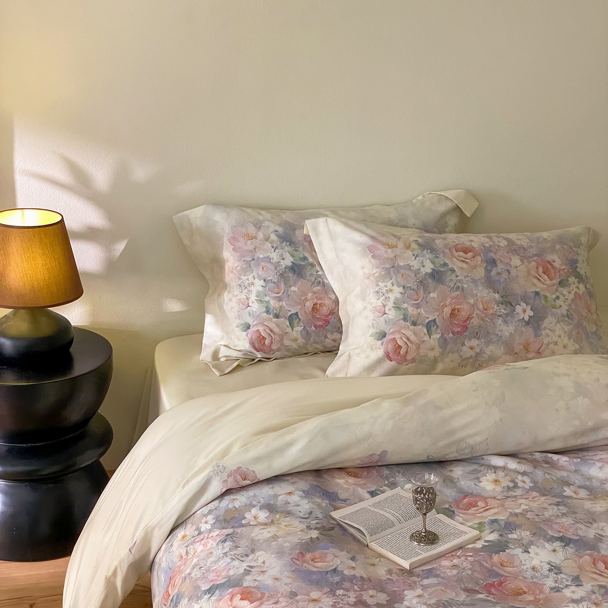 91家纺网 家纺一手货源 找家纺 禾时 2025新款天丝棉磨毛数码印花四件套 雾熙-蓝