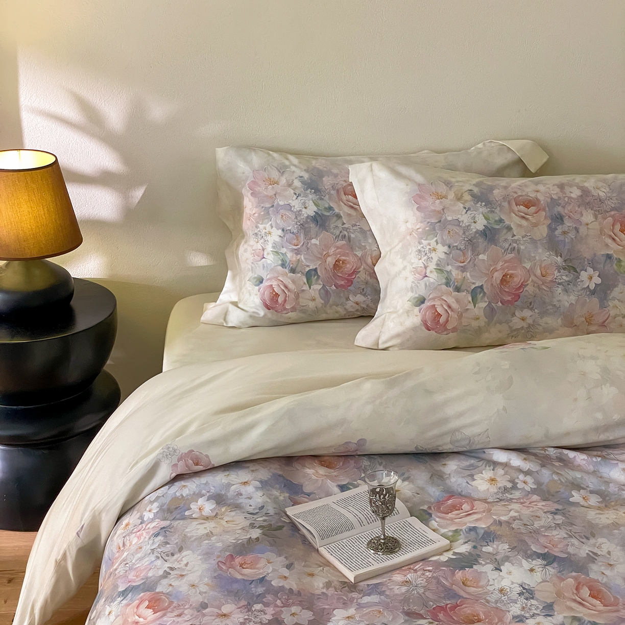 91家纺网 家纺一手货源 找家纺 禾时 2025新款天丝棉磨毛数码印花四件套 雾熙-蓝