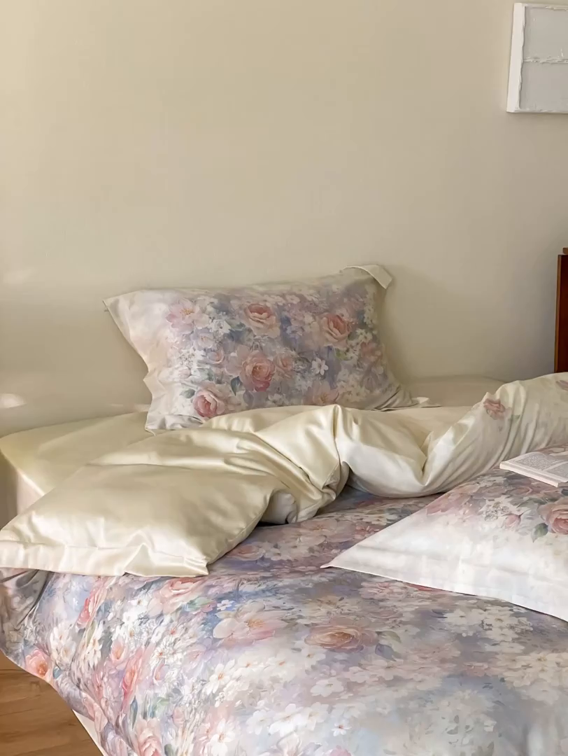 91家纺网 家纺一手货源 找家纺 禾时 2025新款天丝棉磨毛数码印花四件套 雾熙-蓝