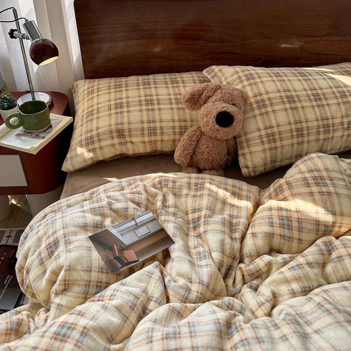 91家纺网 家纺一手货源 找家纺 艾咪-Amy ntmy 2025新款中古风复古格牛奶绒四件套 方糖