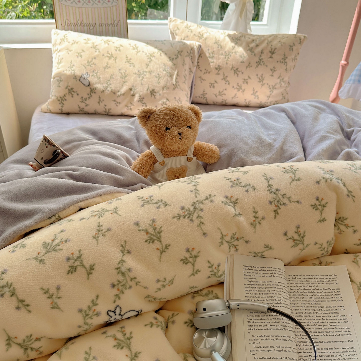 91家纺网 家纺一手货源 找家纺 优选 2025新款小清新加厚高克重牛奶绒四件套直播爆款电商爆款可爱小兔