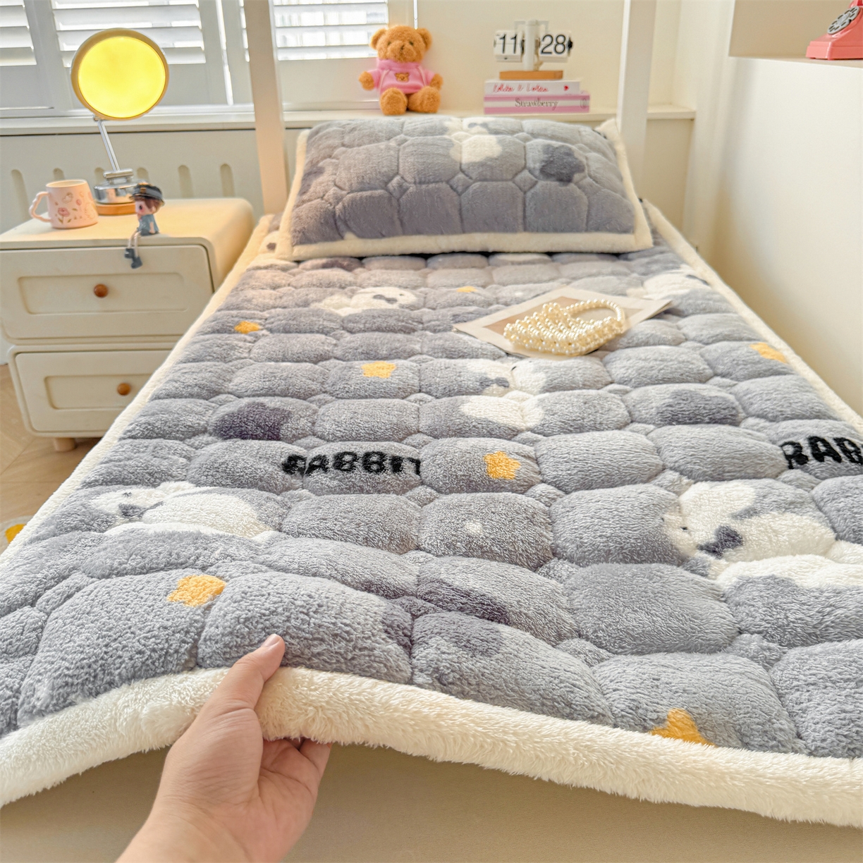 91家纺网 家纺一手货源 找家纺 雯豆家纺 2025新款泰迪绒学生宿舍床褥床垫床护垫 泰迪绒床褥-尤拉