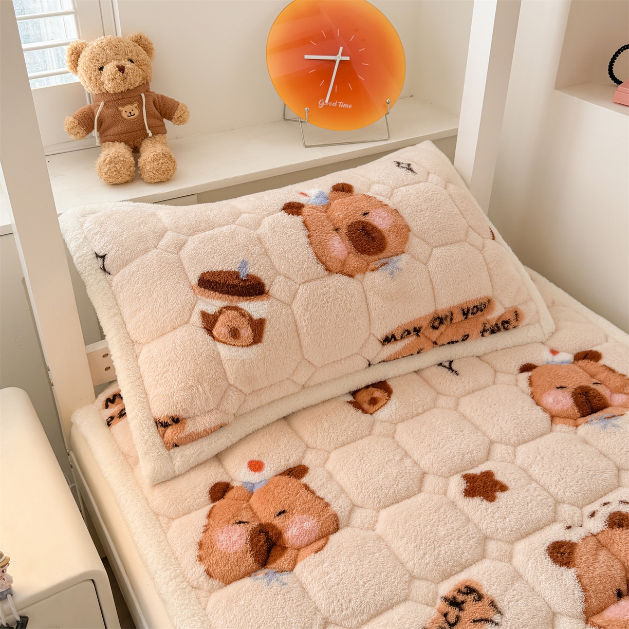 91家纺网 家纺一手货源 找家纺 雯豆家纺 2025新款泰迪绒学生宿舍床褥床垫床护垫 泰迪绒床褥-茶杯熊