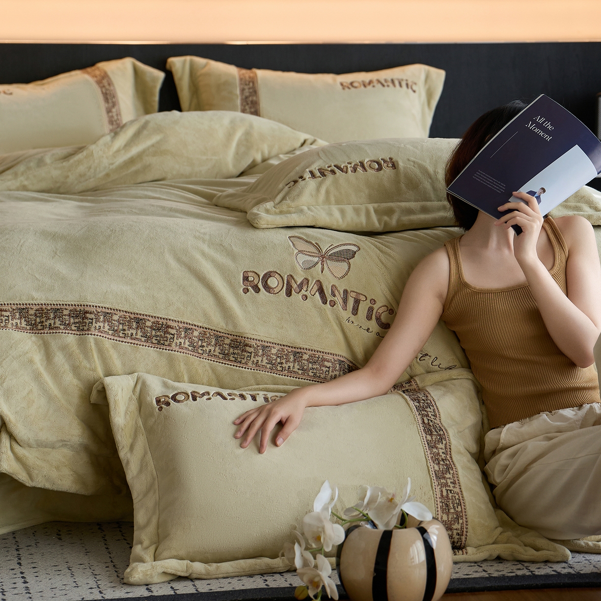 91家纺网 家纺一手货源 找家纺 蓝梦 2025新款直播爆款270克全消光牛奶绒系列四件套-克罗地亚  浅绿