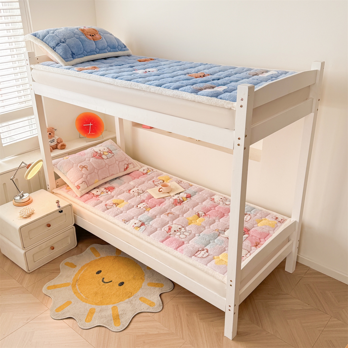 91家纺网 家纺一手货源 找家纺 雯豆家纺 2025新款泰迪绒学生宿舍床褥床垫床护垫 泰迪绒床褥-粉色KT