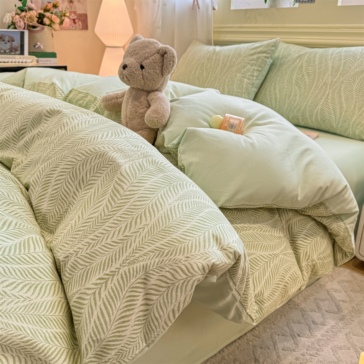 灰鲸 2025新款A类全棉磨毛四件套 千逐-绿