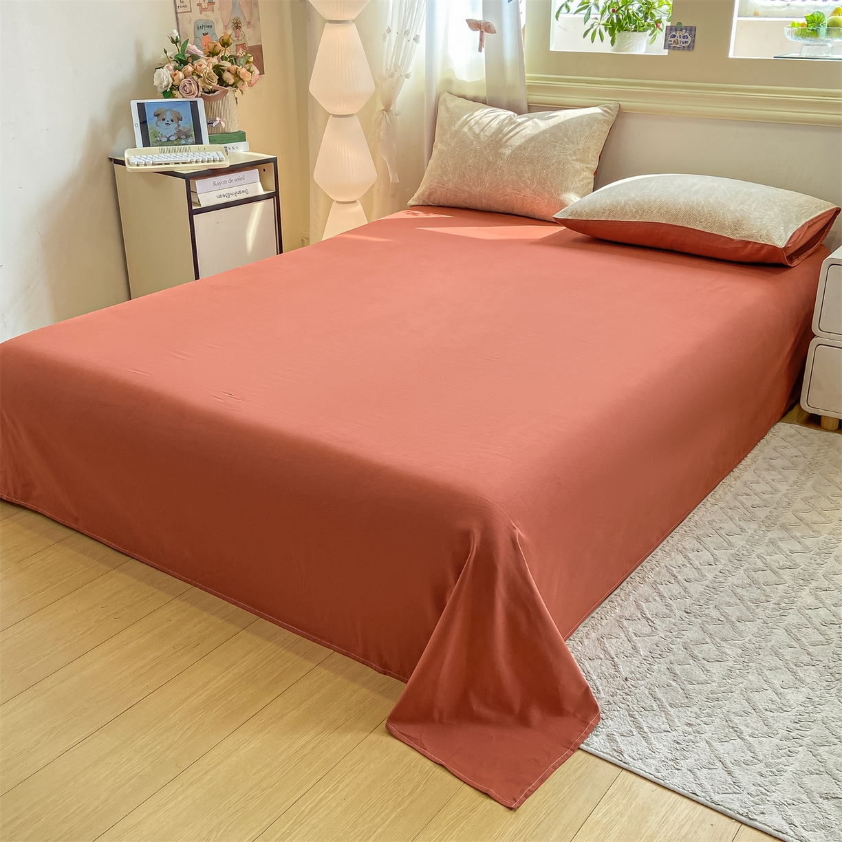 91家纺网 家纺一手货源 找家纺 灰鲸 2025新款A类全棉磨毛四件套 南昭-咖