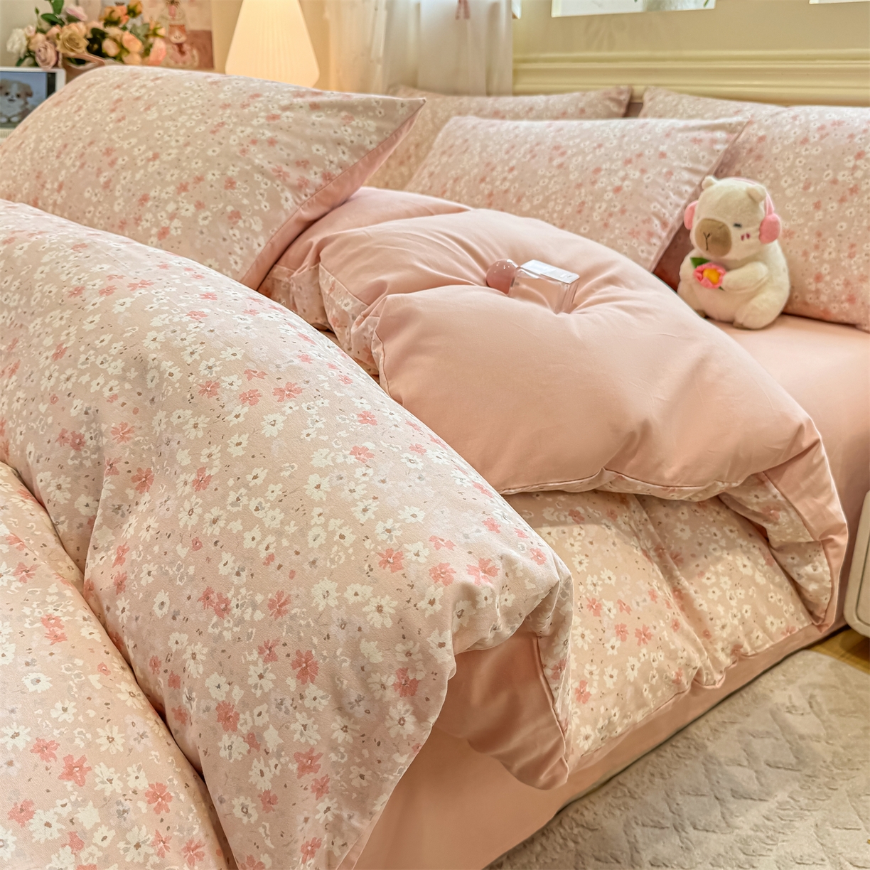 灰鲸 2025新款A类全棉磨毛四件套 零落-粉