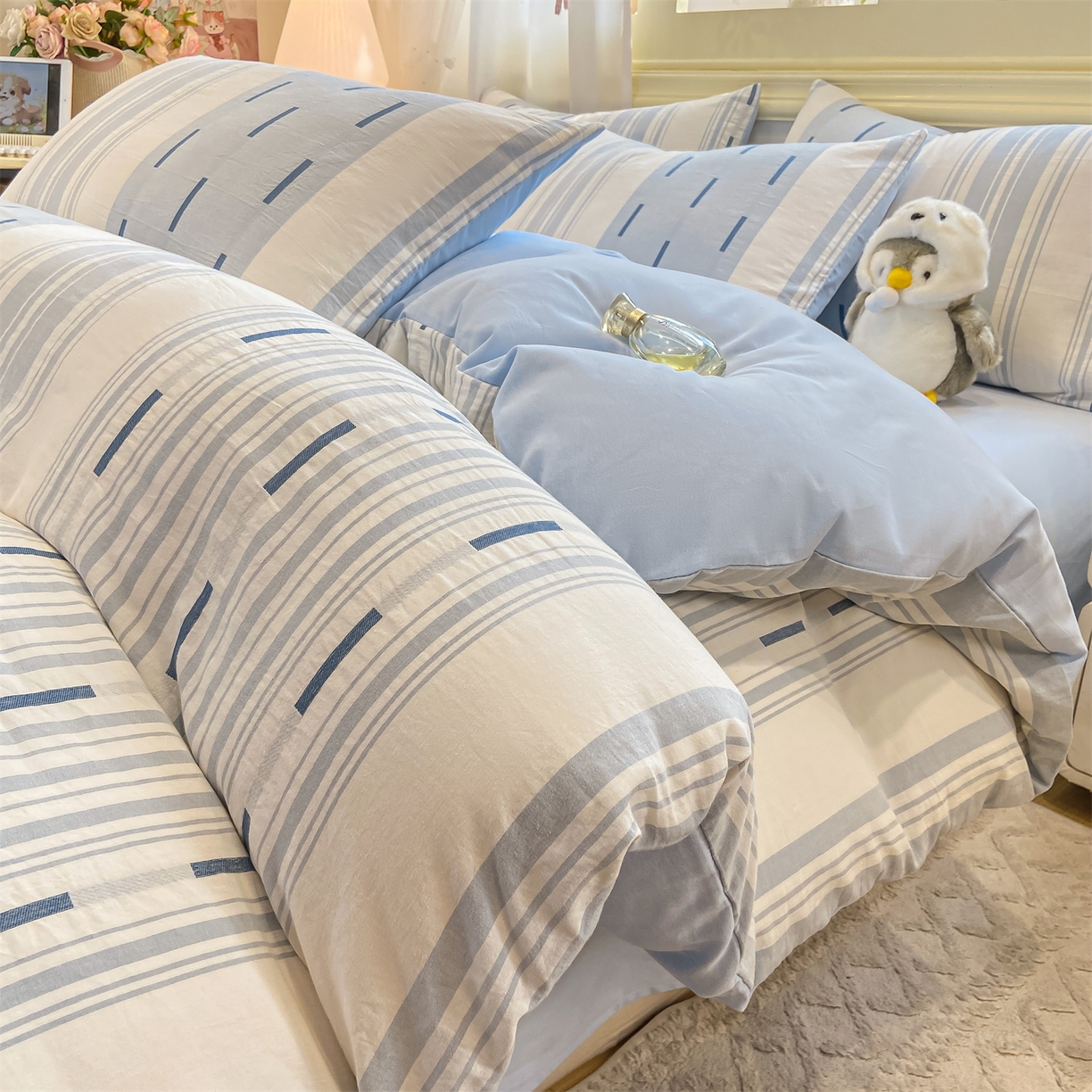 灰鲸 2025新款A类全棉磨毛四件套 速律-蓝