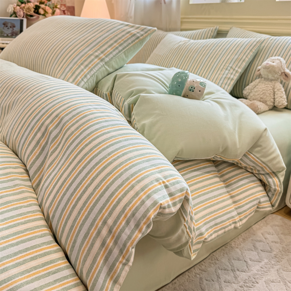 灰鲸 2025新款A类全棉磨毛四件套 静初-绿