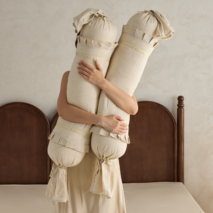 昕科 2025新款亚麻糖果长抱枕-多功能睡觉长抱枕头沙发靠枕芯亚麻可拆洗长抱枕糖果枕 糖果枕-一只