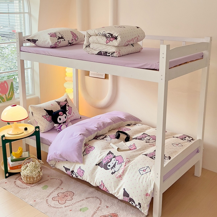 91家纺网 家纺一手货源 找家纺 （总）港岛妹妹 2025新款云朵水洗工艺三丽鸥学生宿舍三件套上下铺三件套